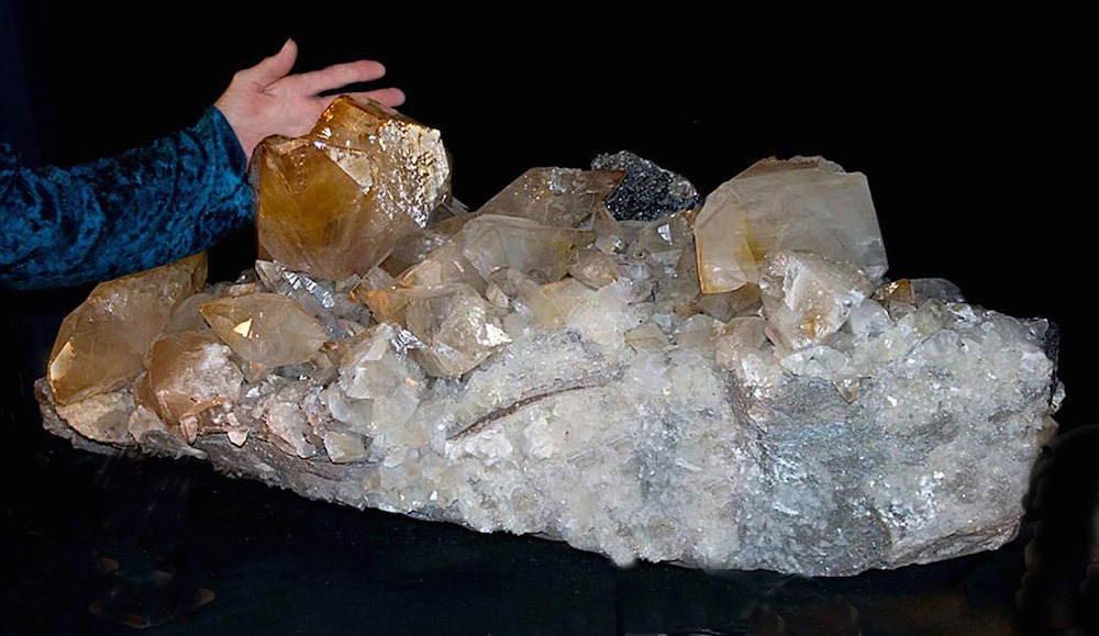 333 Pound Golden Calcite Crystal Cluster & Zinc Flowers